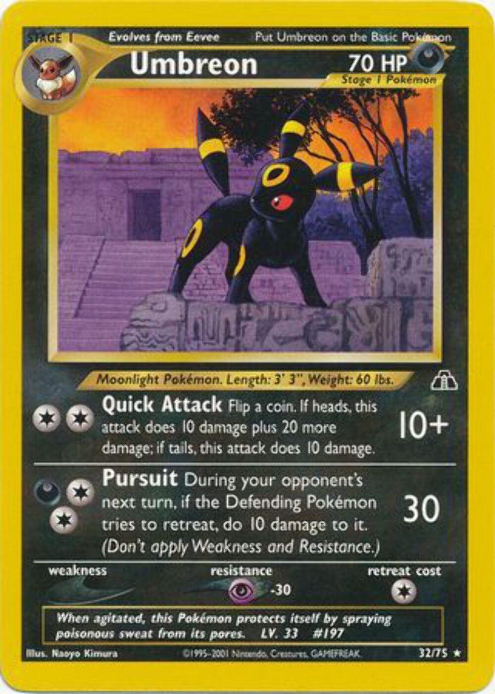 Pokémon-kort Umbreon 32/75 (Rare Non-Holo) – Neo Discovery