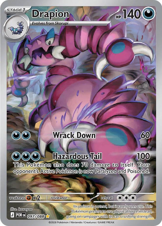 Pokémon-kort: Drapion 097/088 (Illustration Rare) – Prismatic Evolutions