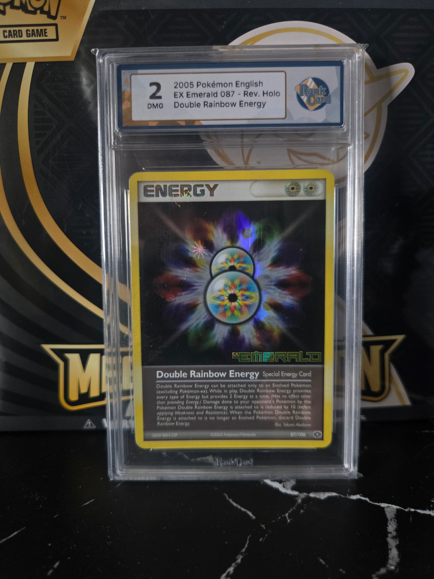 Pokémon TCG: EX Emerald (2005) – Double Rainbow Energy Reverse Holo (Rauk Card 2 DMG) *Med Holo Star!*